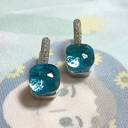 Classic Candy Color Earrings Inlay Transparent Zircon 27Colors Crystal Earrings Platinum Plated Fashion Jewelry For Women