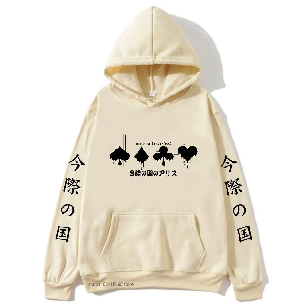 Hoodies Men Cartoon Cards Sweatshirt Harajuku Graphic Streetwear Women Anime Tops Men Clothing Y2k Sudaderas