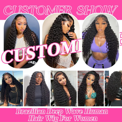 34 36inch Hd 13x4 13x6 Curly Wigs Deep Wave Frontal Wig Brazilian Curly Human Hair Wig Loose Water Wave Wig For Women