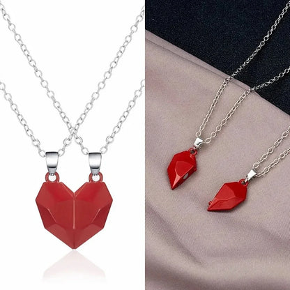 Good Simple Quality Couple Pendant Necklace Electrocardiogram,Magnetic Heart,Pendant Splicing Necklace Valentine's Day Gift