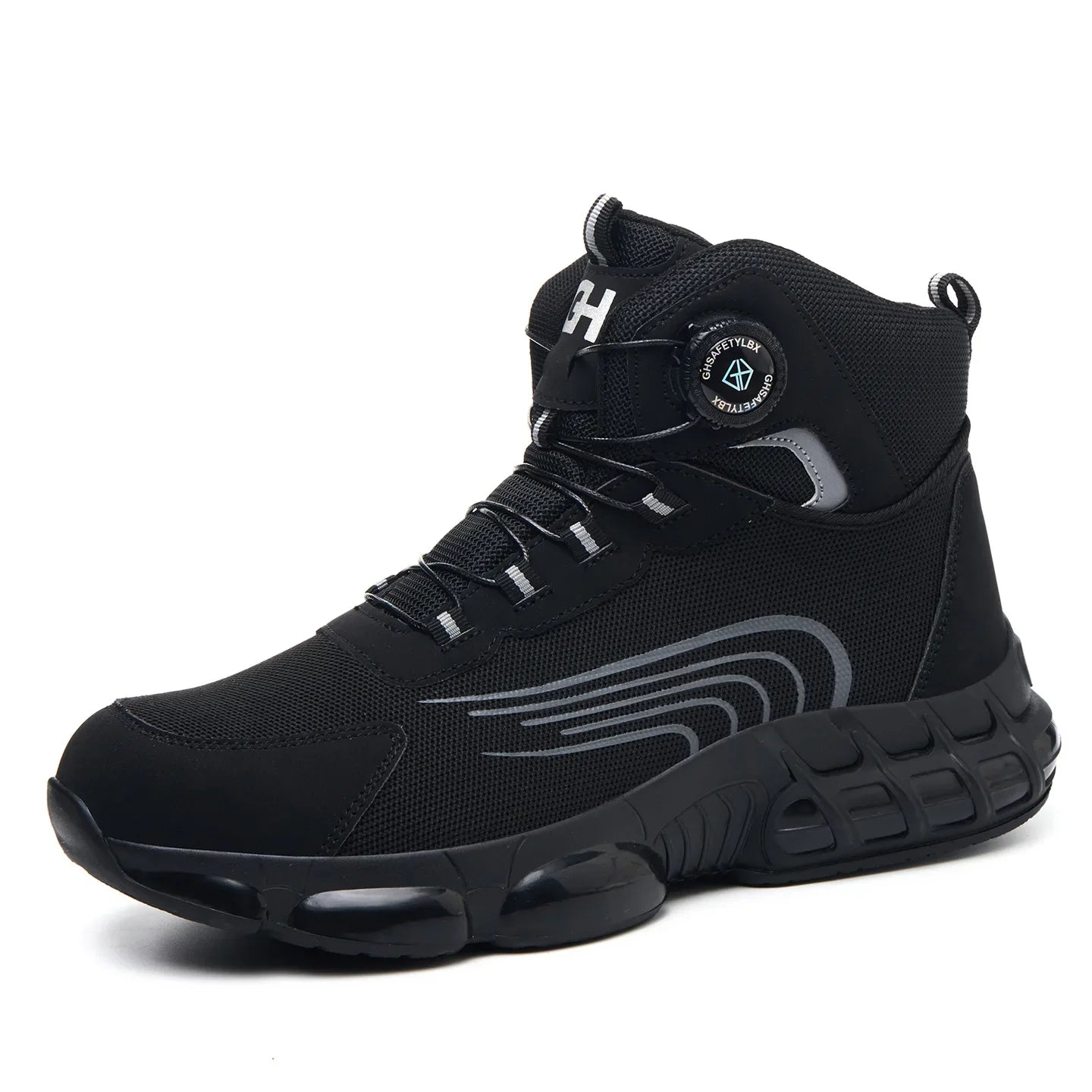 Men's Safety Work Boots Steel Toe Breathable Indestructible Puncture-Proof Rotary Buckle Shoes Comfortable Brand Work Footwear