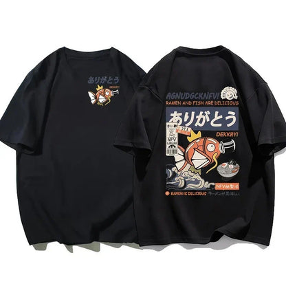 Short-sleeved T-shirt Magikarp Noodles Men's and Women's Summer Loose and Breathable Parent-child Top Clothing