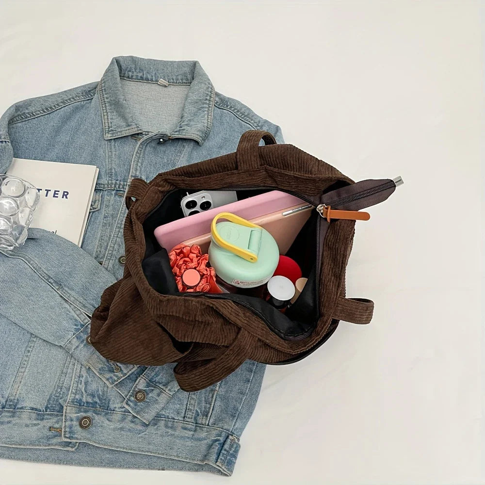 Fleece Canvas Bag Autumn and Winter New Versatile Large Capacity Tote Bag Student Single Shoulder Commuting Tote Bag