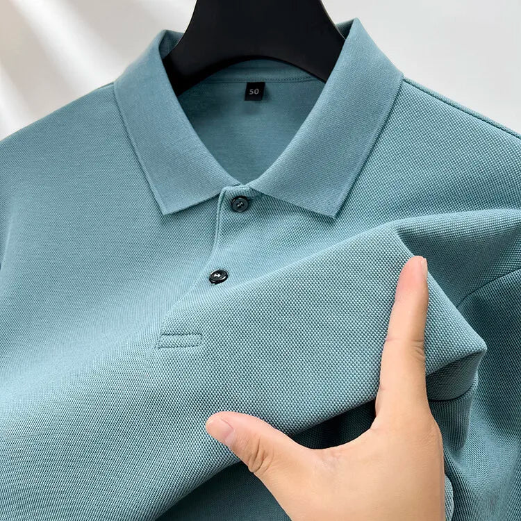 100% Cotton Polo Shirt, Four Seasons Universal  Leisure Long Sleeve, Breathable Lapels T-shirt, Perfect for Golf Sports Durable