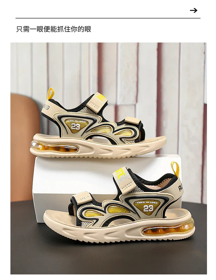 Summer Children's Sandals Outdoor Water Beach Breathable Speed Drying Shoes Boys Open Toe PU Air Cushion Sandals 28-39