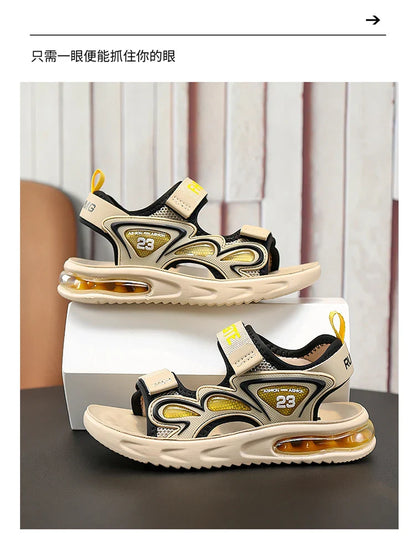 Summer Children's Sandals Outdoor Water Beach Breathable Speed Drying Shoes Boys Open Toe PU Air Cushion Sandals 28-39