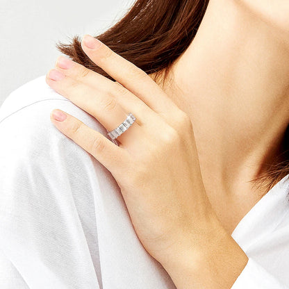 Each 3*5mm 0.5CT Emerald Cut Moissanite Ring for Women 1/2 Eternity Bands Lab Diamond Jewelry Pure 925 Silver Girl Ring