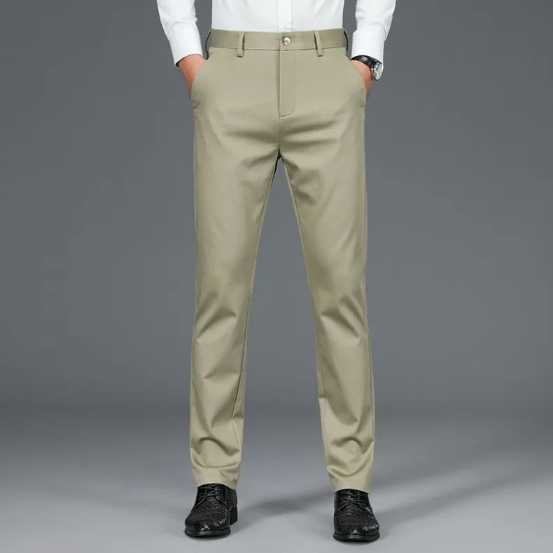Business Formal Mens Casual Pants Autumn Winter Fashion Anti-wrinkle Straight Stretch Trousers Male Office Classic Suit Pants