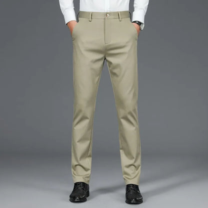 Business Formal Mens Casual Pants Autumn Winter Fashion Anti-wrinkle Straight Stretch Trousers Male Office Classic Suit Pants