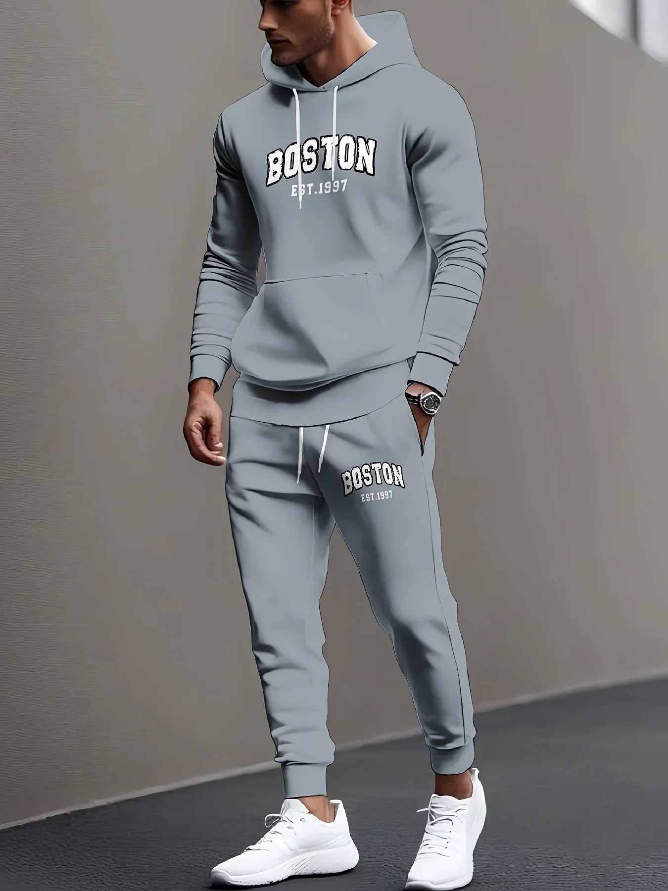 2026 Men's Printed Cotton Hoodie Pants Set Autumn/Winter Men's and Women's Set Fashion Casual Hip Hop High Quality Hoodie Suit