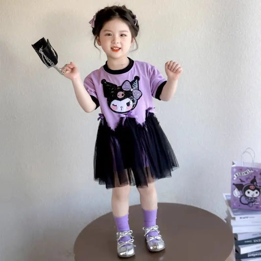 Princess Style Short Sleeve Dress for Girls Baby Mesh Skirt Summer New Arrival Children's Clothing Casual Daily Skirt