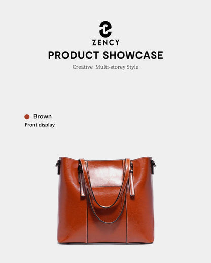High Quality Women's Genuine Leather Tote Lady Luxury Designer Cowhide Shoulder Bag Large Capacity OL Handbag Shopper Bag