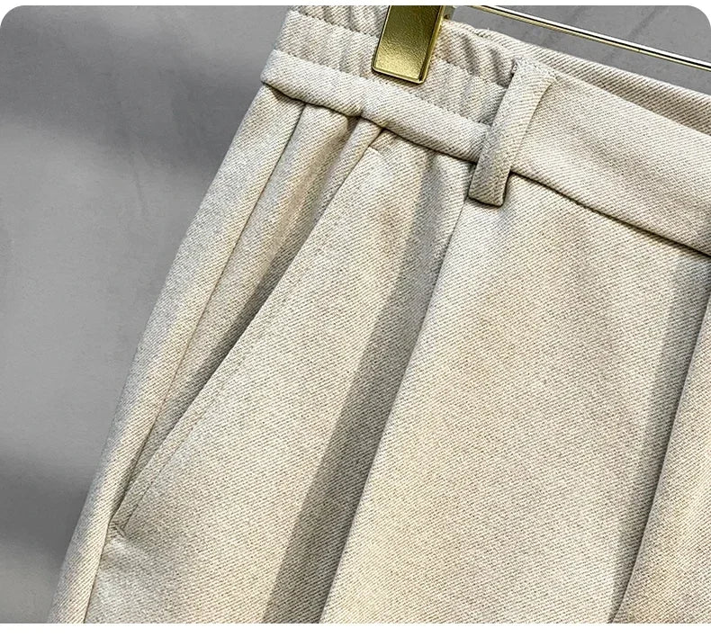 Woolen Suit Pants Men's Autumn Winter New Korean Formal Business Pants Slim Straight Elastic Waist  Fashion Tapered Trousers