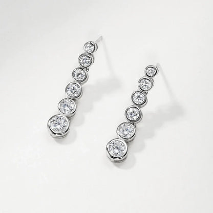 Round Bezel Set Graduated Round Cut Moissanite Stud Earrings Women S925 Silver Lab Diamond Drop Earring Ear Fine Jewelry