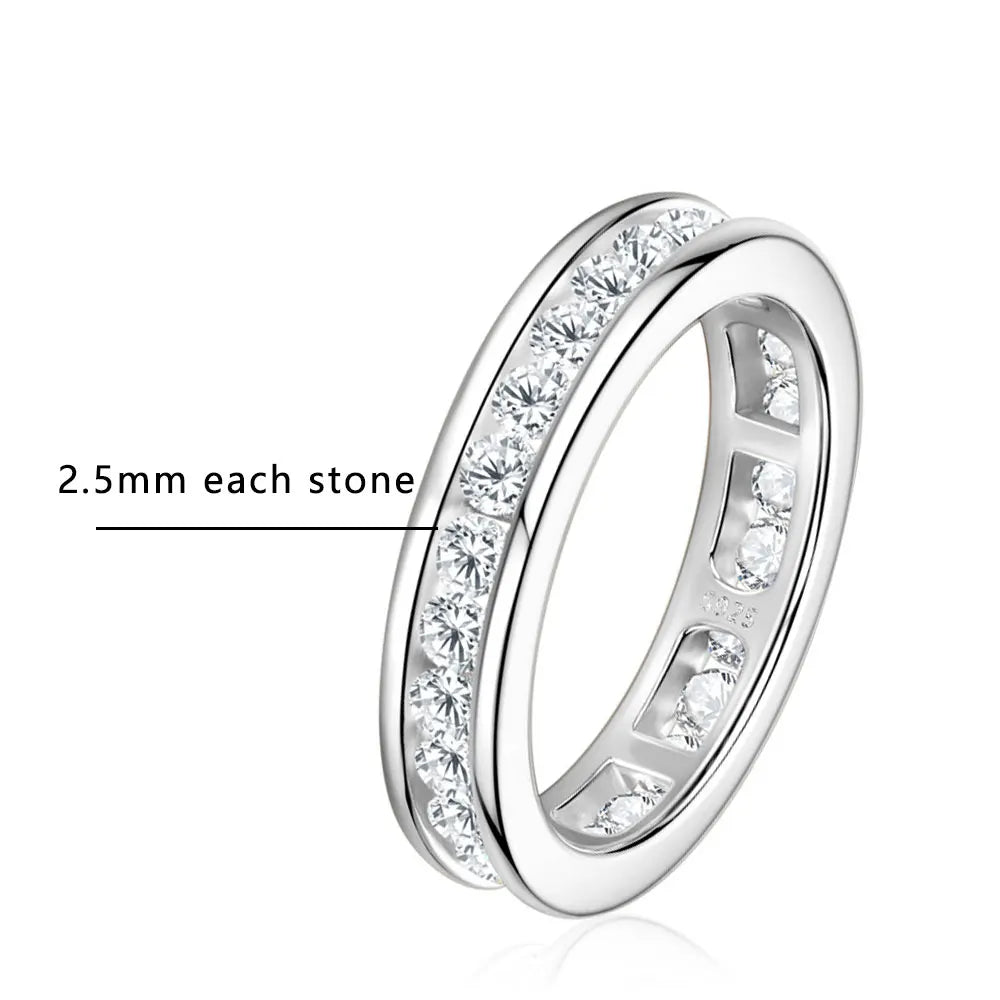 3mm 4mm Moissanite Rings for Women Man D VVS1 Round Brilliant Cut Diamond s925 Sterling Silver Moissanite Eternity Band