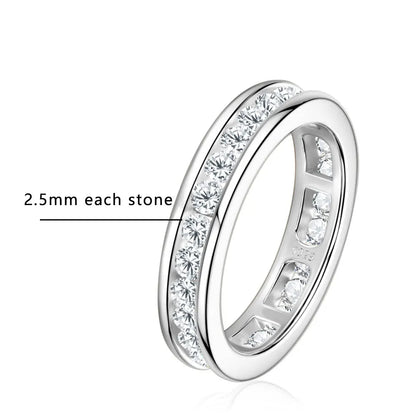 3mm 4mm Moissanite Rings for Women Man D VVS1 Round Brilliant Cut Diamond s925 Sterling Silver Moissanite Eternity Band