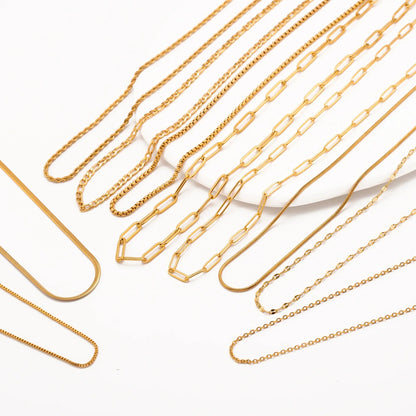 5pc 18K Gold Color PVD Plated Stainless Steel Cuba Cross O Ripple Twisted Chain Necklace Adjustable Chain DIY Necklace Wholesale