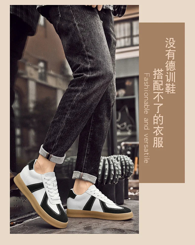 Invisible Height-Increasing Shoes 8cm German Training Shoes for Men, Summer Breathable Casual Sneakers, Genuine Leather Retro Versatile Forrest Gump Shoes 6cm