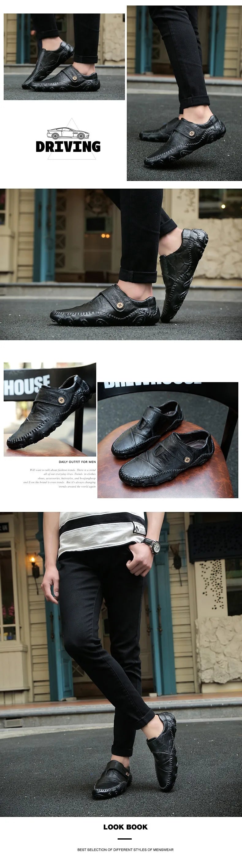 New Spring Men's handmade leather shoes, genuine leather casual shoes, breathable leather shoes, large size, walking 38-48
