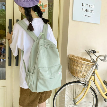 Sweet soft girl solid color large capacity student backpack new style for men and women college students simple trendy