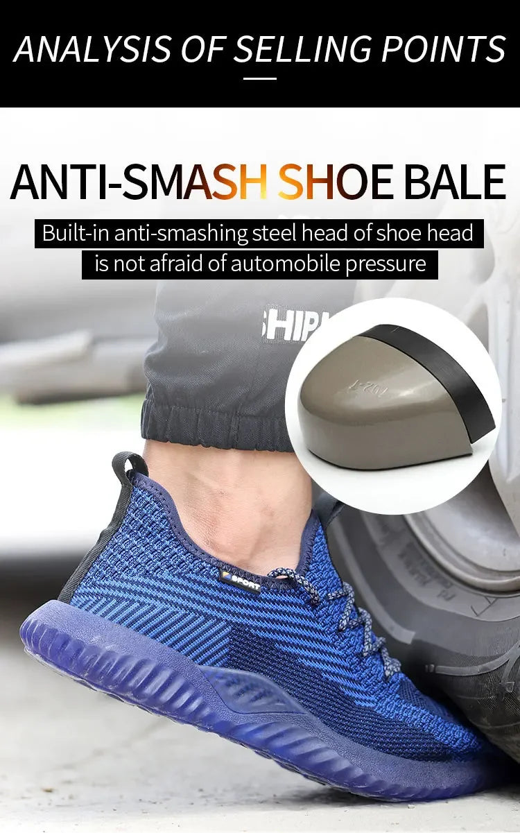 Safety Shoes Men's Work Boots Steel Toe Cap Puncture-Proof Indestructible Security Work Shoes Women Light Comfortable Sneakers