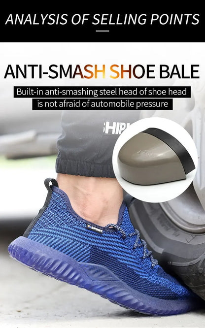 Safety Shoes Men's Work Boots Steel Toe Cap Puncture-Proof Indestructible Security Work Shoes Women Light Comfortable Sneakers