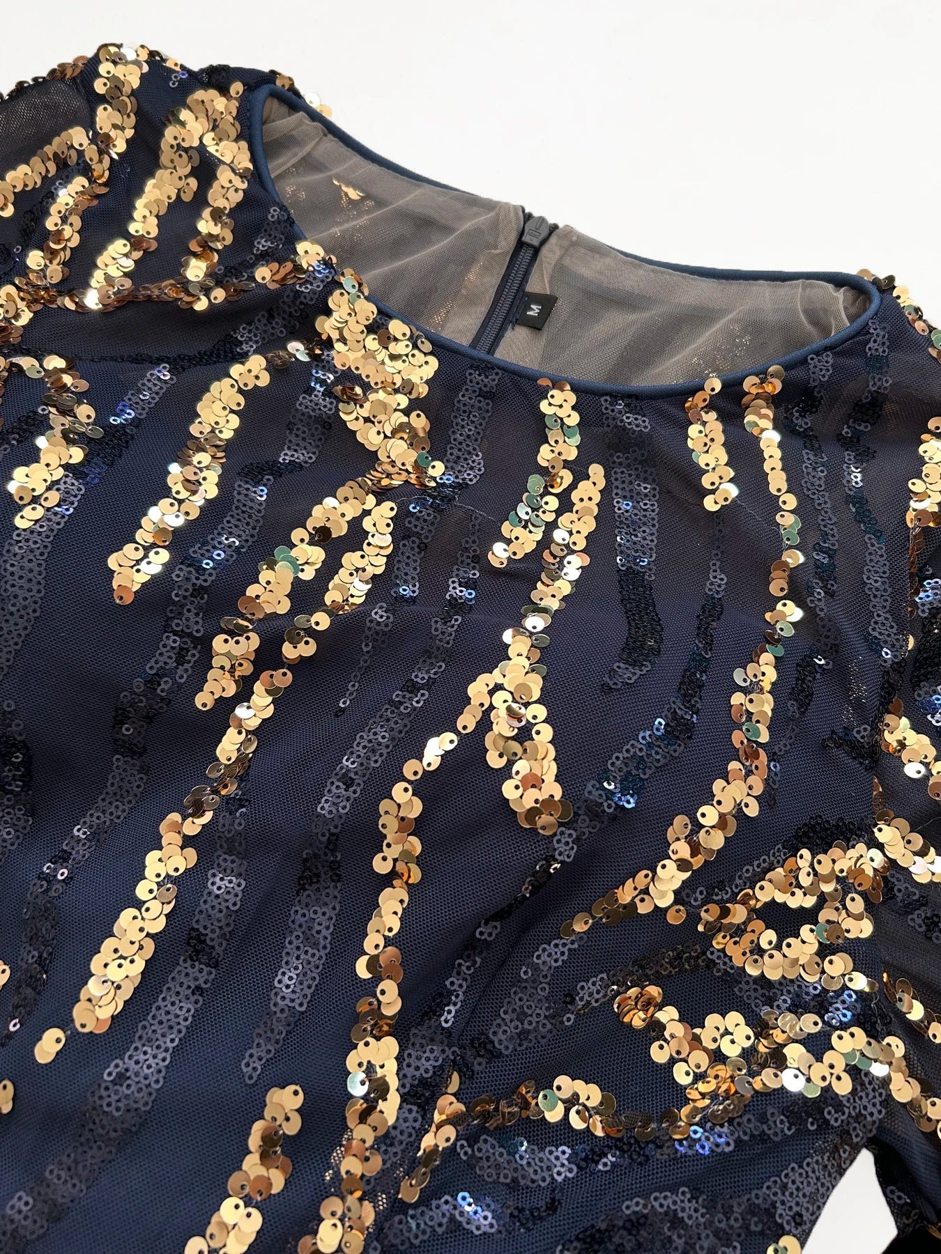 Black Gold Sequined Evening Gown for Women Elegant Full Sleeved Padded Long Prom Dresses Navy Green
