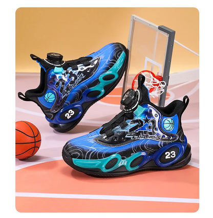 Children‘s Basketball Shoes Non-slip Breathable Basketball Sports Training Shoes Boys Girls Sneaker Outdoor Lace-up Running Shoe