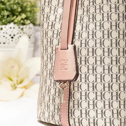 Stylish Monogram Tote Bag Lock Decorative Detail Top Handles Detachable Crossbody Strap Fashion Shoulder Bag