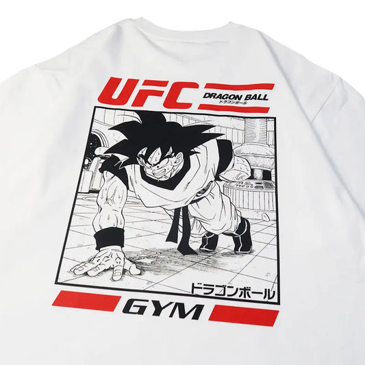 Animation Sun Wukong Joint UFC Men's and Women's Retro High Quality Cotton Crew Neck Printed T-Shirt Trend Ins Top