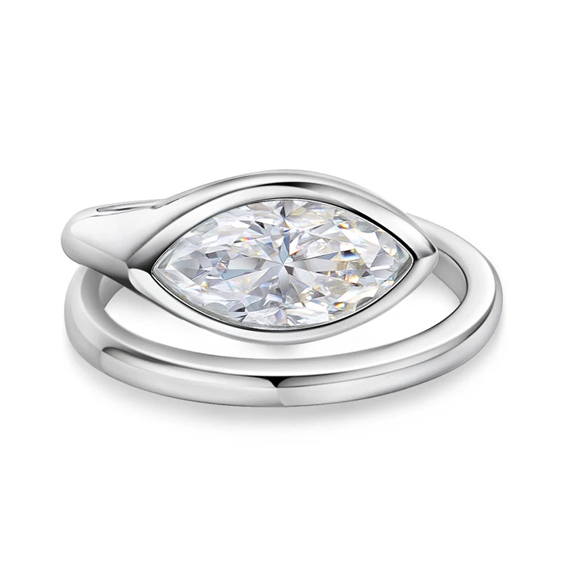 0.5-2CT Marquise Cut Moissanite Rings for Women Lab Diamond Solitaire Wedding Band Girls 925 Sterling Silver Jewelry Fine