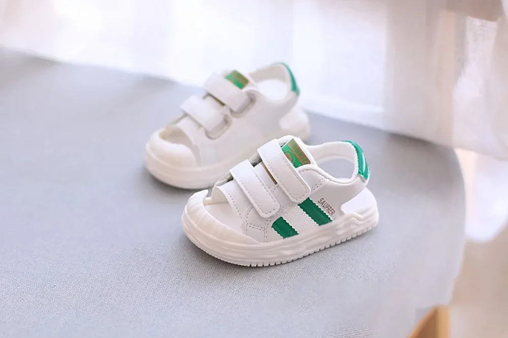 PU Leather Summer Sandals For Children 2024 Trend Fashion Boys Girls Beach Shoes Anti-slippery Soft-soled Toddler Shoes Footwear
