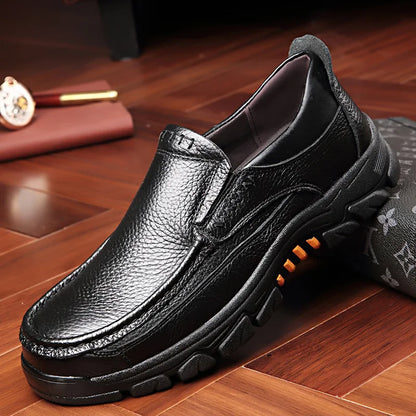 Genuine Leather Shoes Men Loafers Soft Cowhide Mens Casual Shoes Brand Male Footwear Black Brown Slip-on Thick Sole