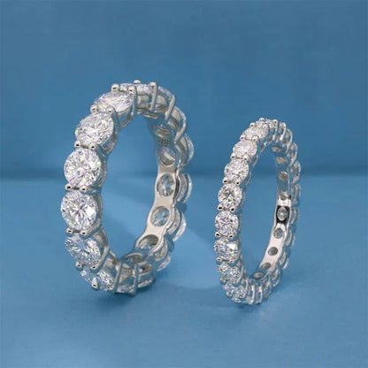 Personalized Moissanite Full Eternity Bands 925 Sterling Silver Ring For Women Girl Fine Jewelry 5mm 3mm D Moissanite Ring