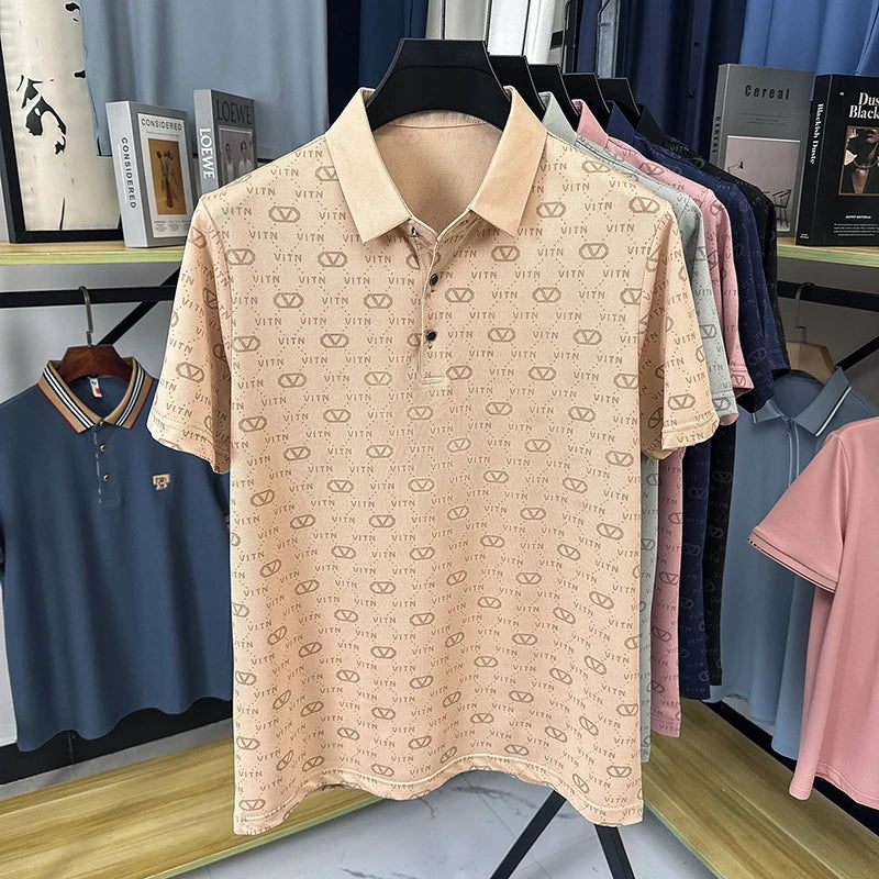 Fashion brand men's short sleeve polo shirt summer new item original printing custom design youth comfortable top casual T-shirt