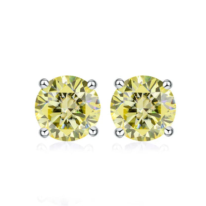 0.5ct 1ct 2ct Moissanite Stud Earrings for Women 925 Sterling Silver Pink Black Blue Grey Sparkling Lab Diamond Earring