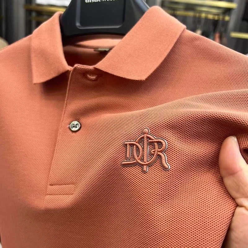High end 100% cotton short sleeve T-shirt men's lapel top 2024 summer new designer brand embroidery fashion casual polo shirt