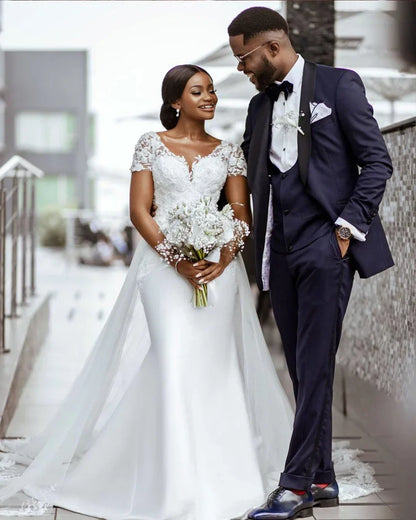 Long Sleeve Wedding Dress 2024 Lace Appliqus Vestido De Noiva Sereia African Bridal Gown
