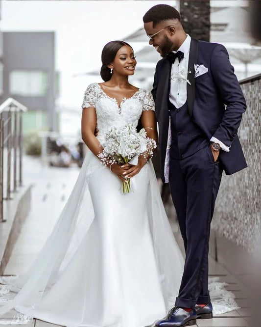 Long Sleeve Wedding Dress 2024 Lace Appliqus Vestido De Noiva Sereia African Bridal Gown