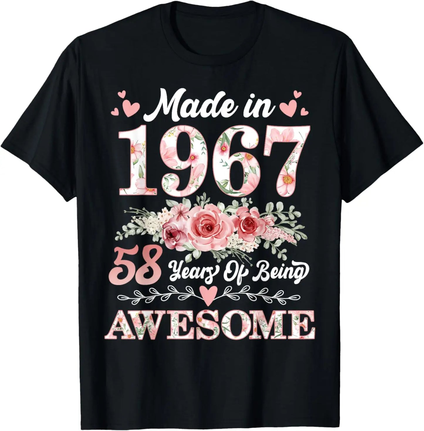 Vintage 1967 58 Years Old Men Women 58th Birthday Gifts T-Shirt Casua Personalized Clothing Graphic T Shirts Ropa Hombre