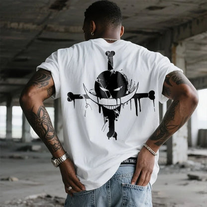 One Piece Summer Men's T-shirt Anime Edward Newgate Autumn Boys Children's Short-sleeved Punk Casual Trendy Parent-child Outfit