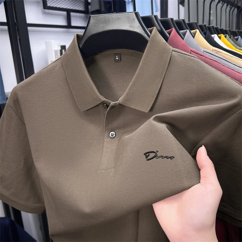 cotton100% hot sale men's new short sleeve polo shirt summer lapel letter printing ventilate t-shirt business classic mans wear