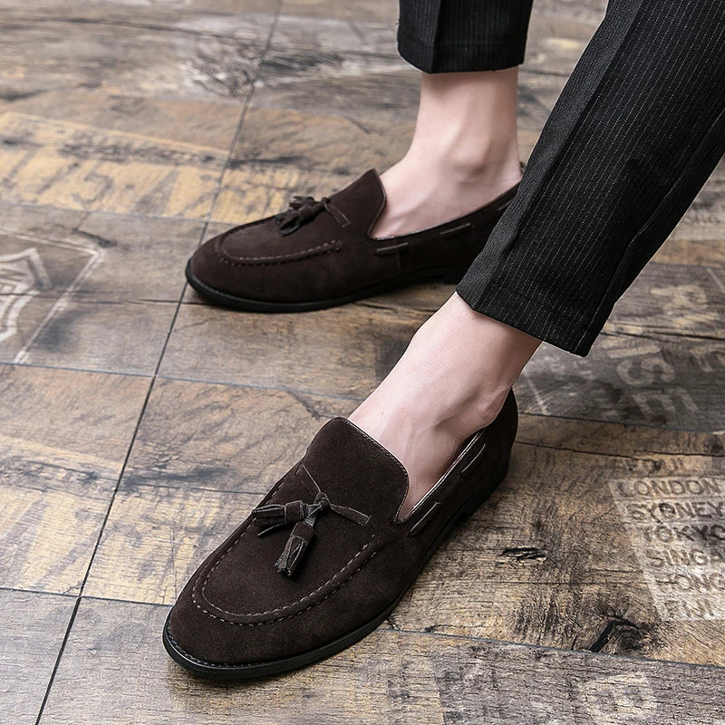New men's black moccasin one-pedal loafers men's brown business dress shoes Italian wedding dress shoes 38-48 size.