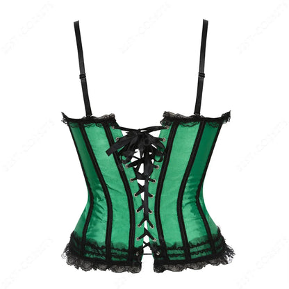 Women Corset Top With Straps Bustier Pink Lace Corset Overbust Tank Tops Thin Straps Sexy Green Corset for Women
