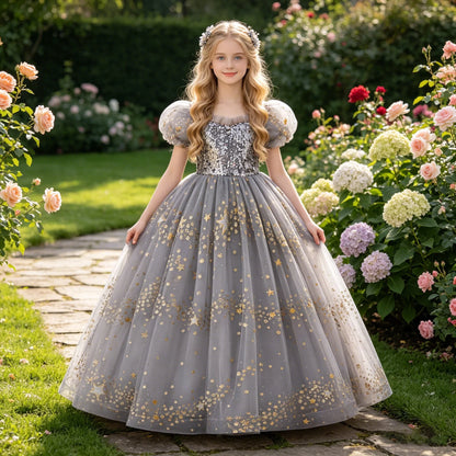 Summer Sequins Party Girls Dress Elegant Wedding Bridesmaids Birthday Prom Dresses for Girl Birthday Evening Christmas Costumes