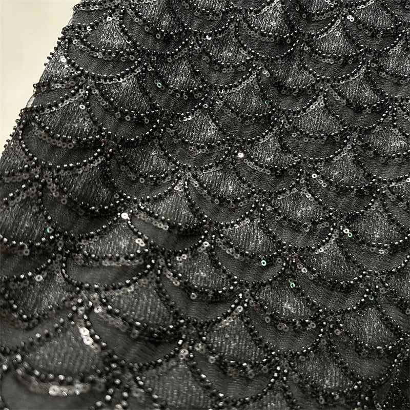 Bling Bling Sequined Tanks Tops Women Fashion Heavy Industry Double-sided Beaded Vest Vacation Leisure Beaded  Chiffon Top