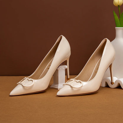 Women's High Heels Spring New Collection Simple Beige Business Women's Shoes