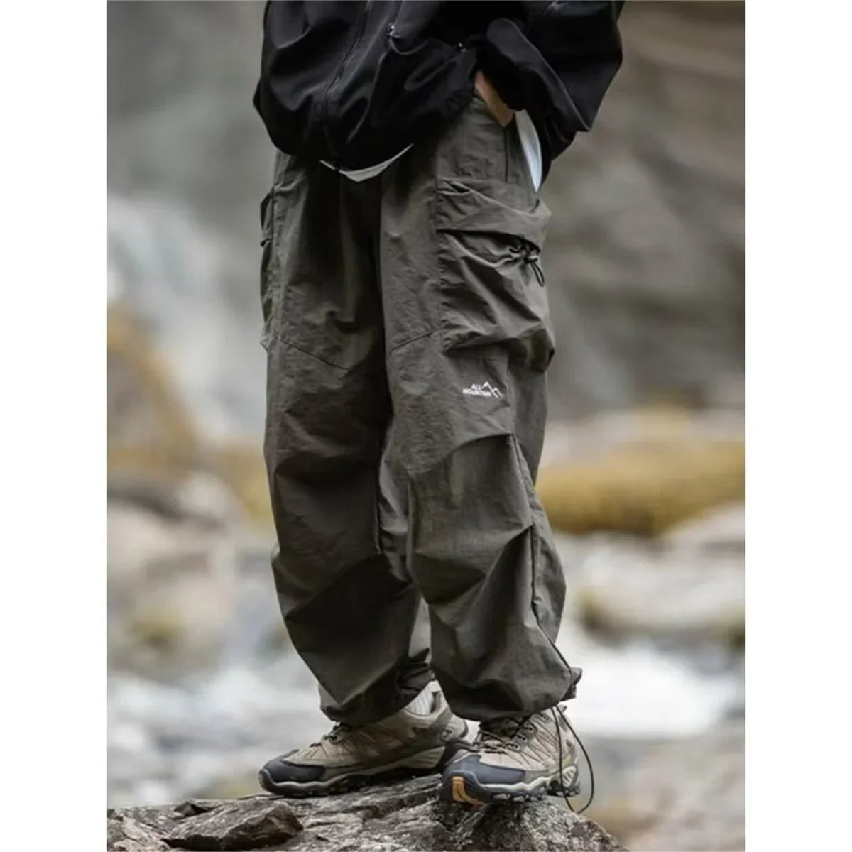 Vintage Baggy Hiking Cargo Pants Men Waterproof Casual Sport Jogging Sping Summer Parachute Pants Outdoor Wide Leg Trousers