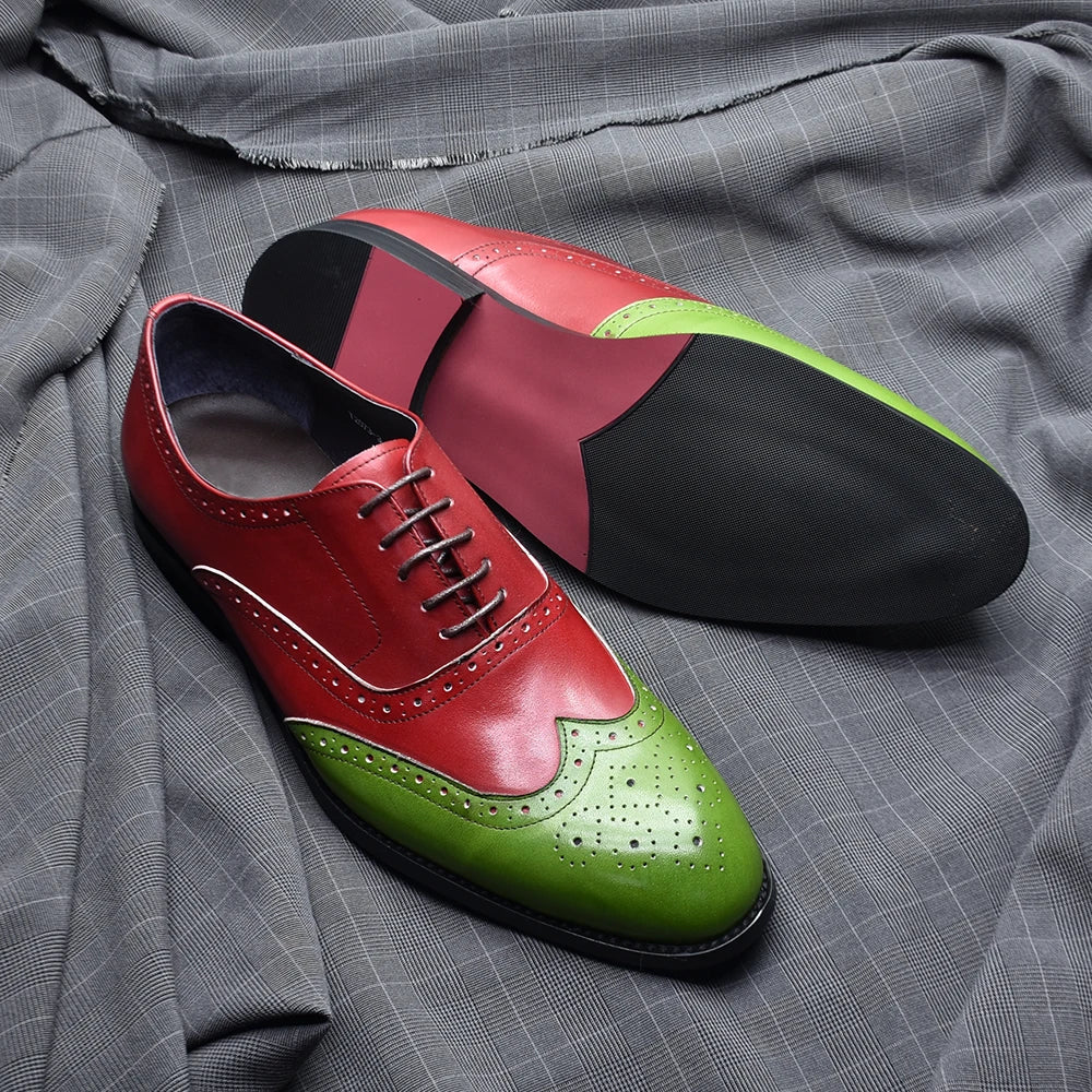 Luxury Men's Wedding Oxford Dress Shoes Genuine Cow Leather Lace-up Wingtip Brogue Office Business Social Formal Shoes for Man