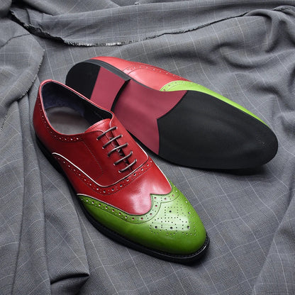 Luxury Men's Wedding Oxford Dress Shoes Genuine Cow Leather Lace-up Wingtip Brogue Office Business Social Formal Shoes for Man